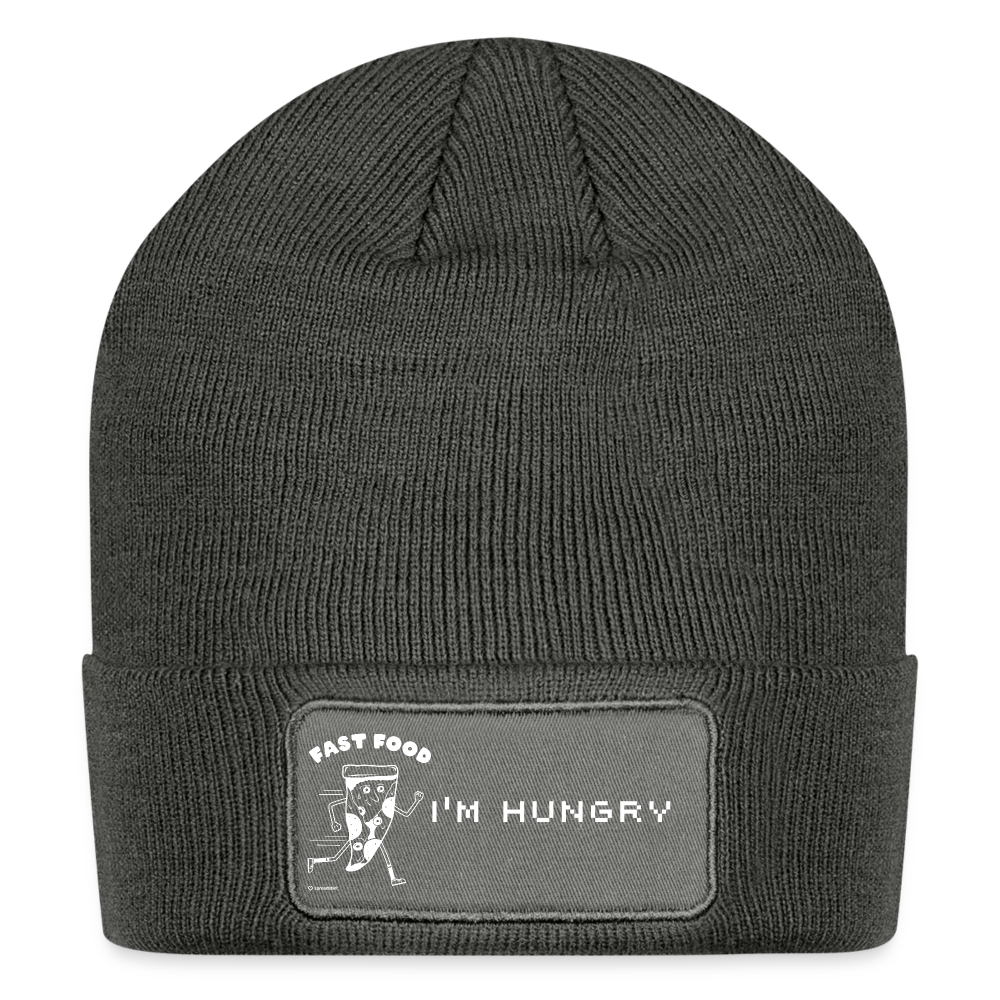 Patch Beanie I'm Hungry - charcoal grey