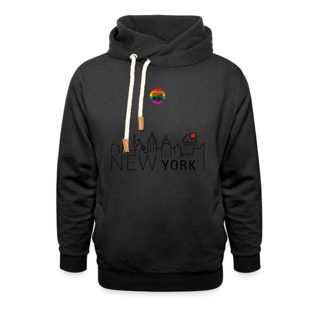 Shawl Collar Hoodie - black