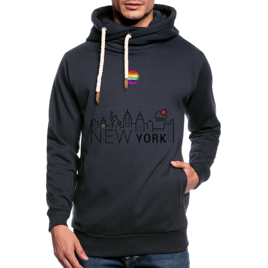Shawl Collar Hoodie - navy